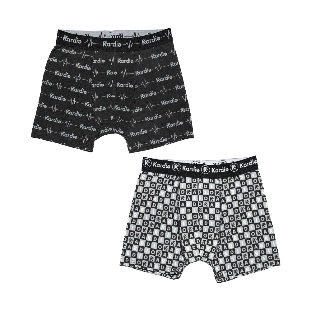 Light Grey-Dark Grey-Black-White-Green - Side - Keanu Mens Cotton Blend Performance Boxer Shorts (Pack of 6)