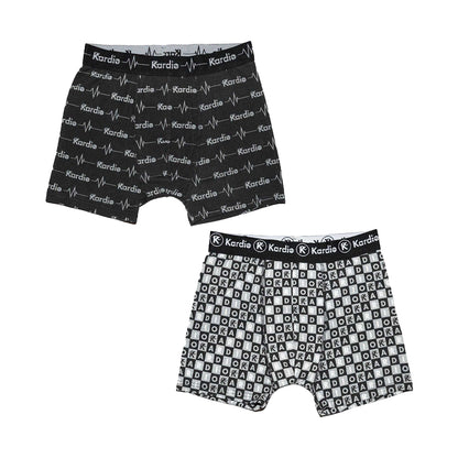 Light Grey-Dark Grey-Black-White-Green - Side - Keanu Mens Cotton Blend Performance Boxer Shorts (Pack of 6)