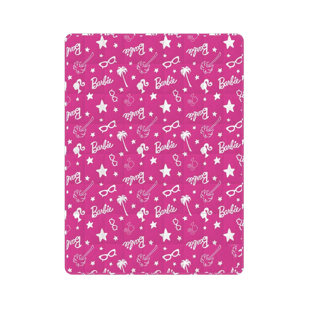 Pink-White - Front - Barbie Childrens-Kids Fleece Weighted Blanket