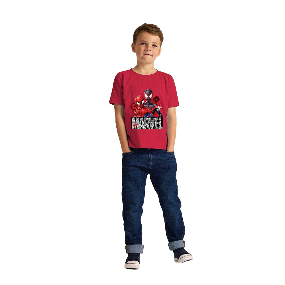 Black-Red-Navy Blue - Side - Spider-Man Childrens-Kids Characters T-Shirt (Pack of 3)