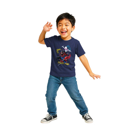 Black-Red-Navy Blue - Lifestyle - Spider-Man Childrens-Kids Characters T-Shirt (Pack of 3)