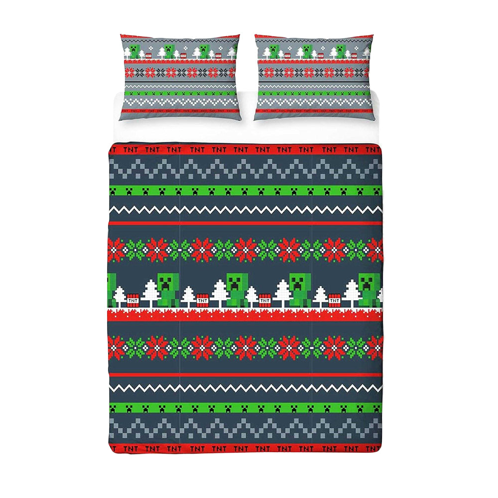 Multicoloured - Front - Minecraft Christmas Reversible Duvet Set