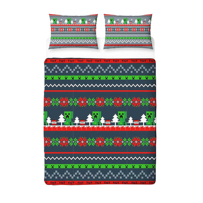 Multicoloured - Front - Minecraft Christmas Reversible Duvet Set