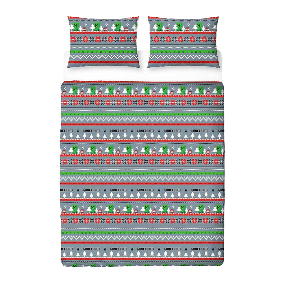Multicoloured - Back - Minecraft Christmas Reversible Duvet Set
