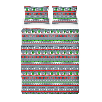 Multicoloured - Back - Minecraft Christmas Reversible Duvet Set