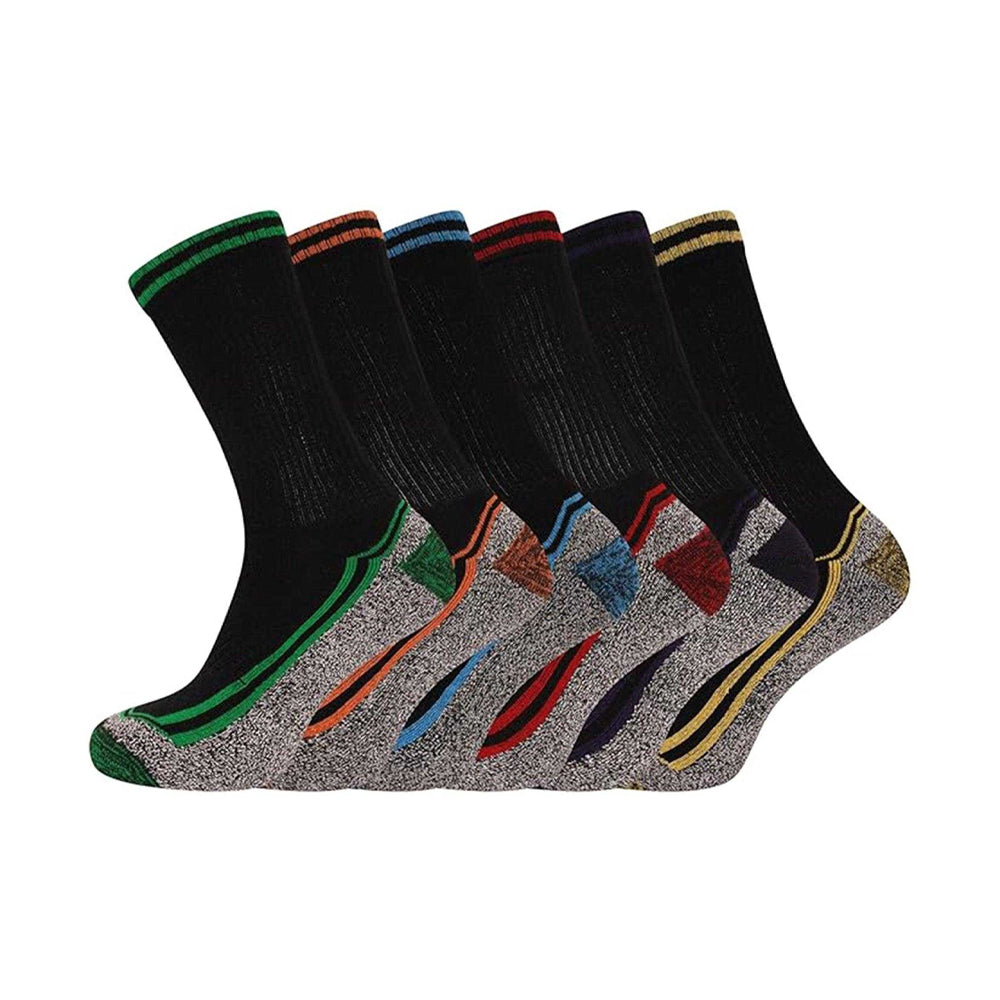 Black-Multicoloured - Front - Soxy Mens Assorted Designs Bamboo Contrast Trim Socks (Pack of 6)
