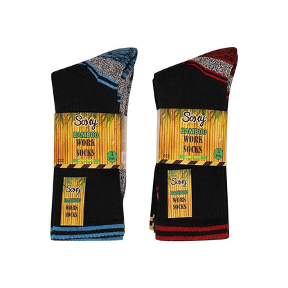 Black-Multicoloured - Lifestyle - Soxy Mens Assorted Designs Bamboo Contrast Trim Socks (Pack of 6)