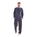 Charcoal - Front - Keanu Mens Checked Microfleece Long Pyjama Set