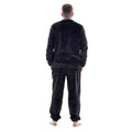 Black - Back - Keanu Mens Fleece Long Pyjama Set