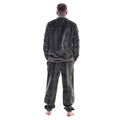 Grey - Back - Keanu Mens Fleece Long Pyjama Set