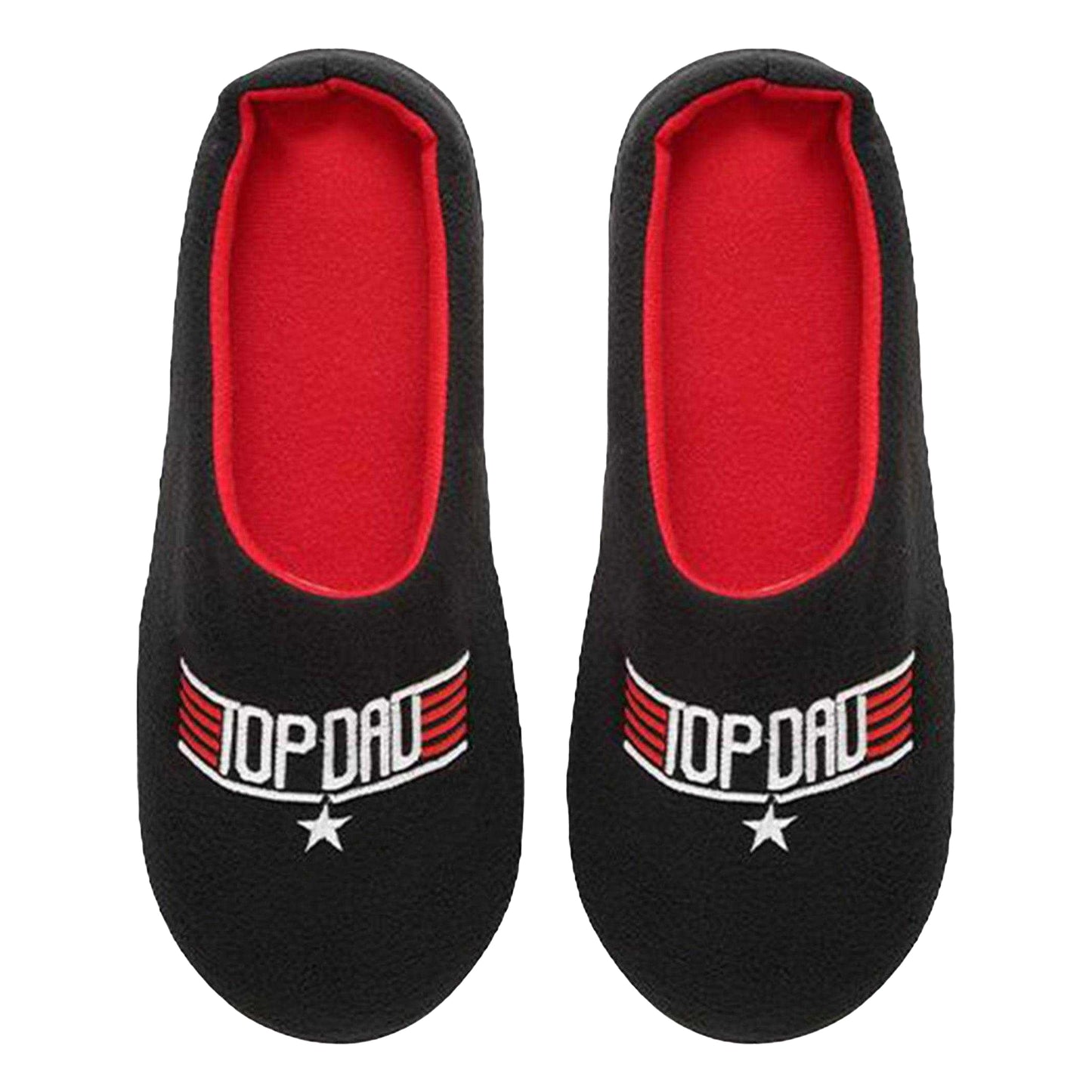 Black-Red - Back - Keanu Mens Top Dad Slip-on Mule Slippers