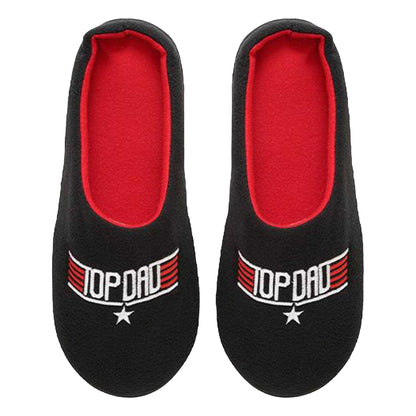 Black-Red - Back - Keanu Mens Top Dad Slip-on Mule Slippers