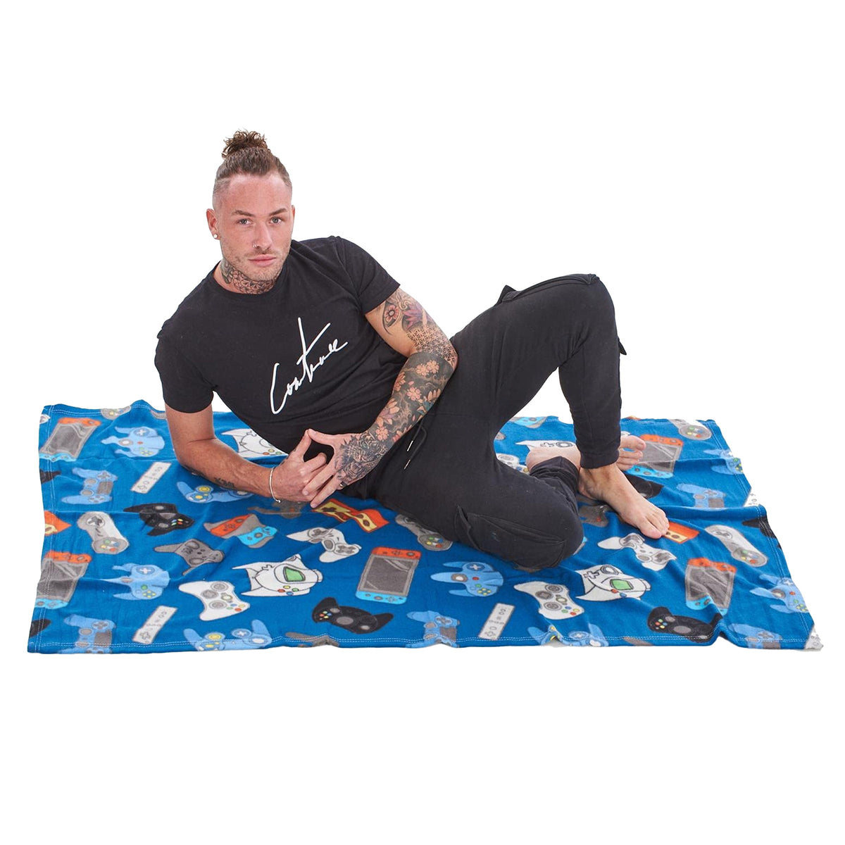 Multicoloured - Side - Gamer Fleece Game Controller Blanket