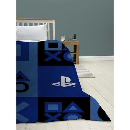 Royal Blue-Light Blue-Black - Side - Playstation Fleece Icons Blanket