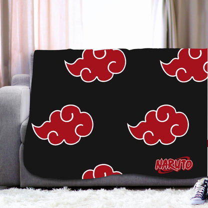 Red-Black - Back - Naruto Fleece Akatsuki Symbol Blanket
