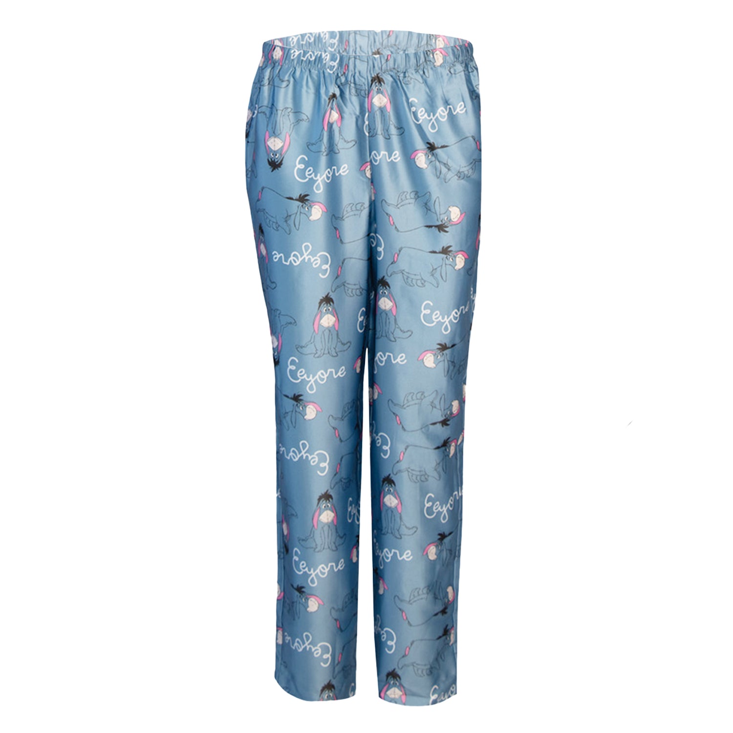 Blue - Side - Winnie the Pooh Womens-Ladies Eeyore Satin Straight Leg Long Pyjama Set