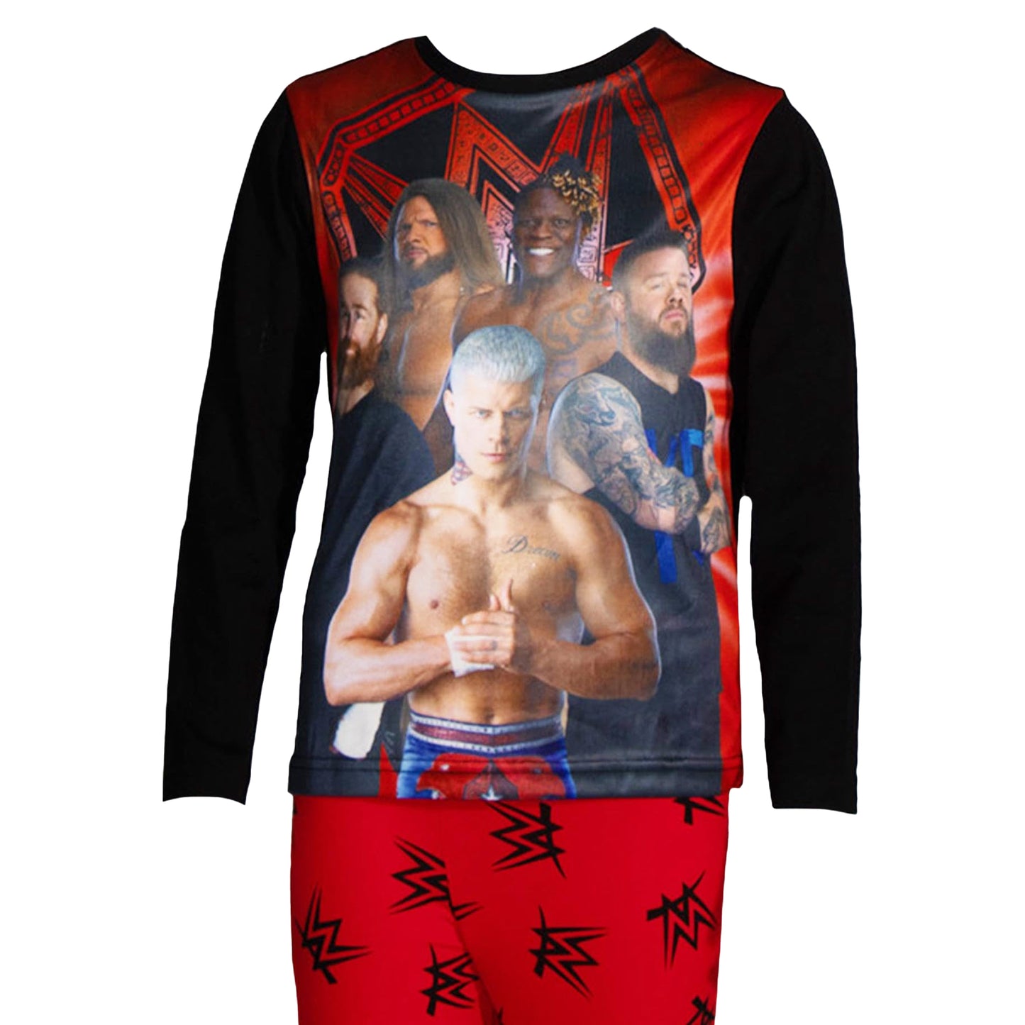 Red-Grey - Back - WWE Childrens-Kids Wrestlers Long-Sleeved Long Pyjama Set (Pack of 2)