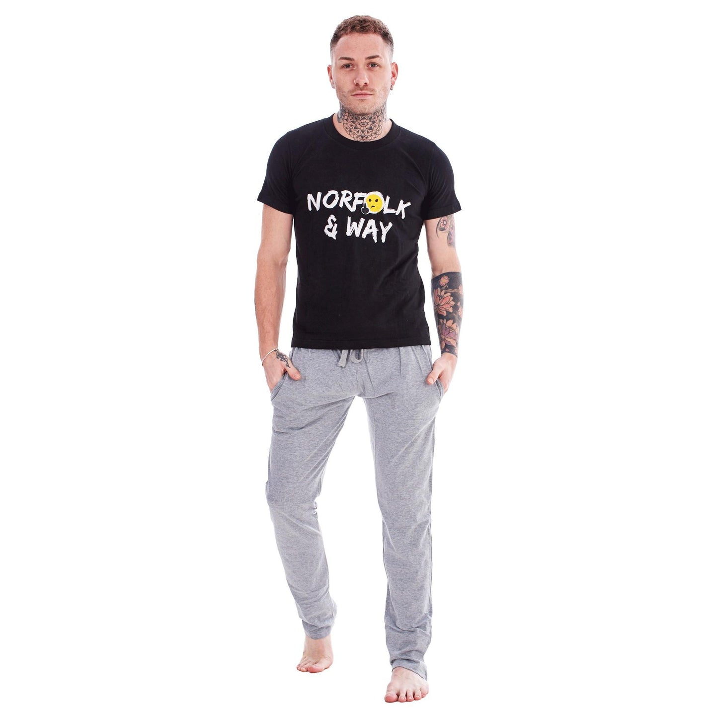 Black-Grey - Side - Norfolk & Way Mens Novelty Pyjama Set