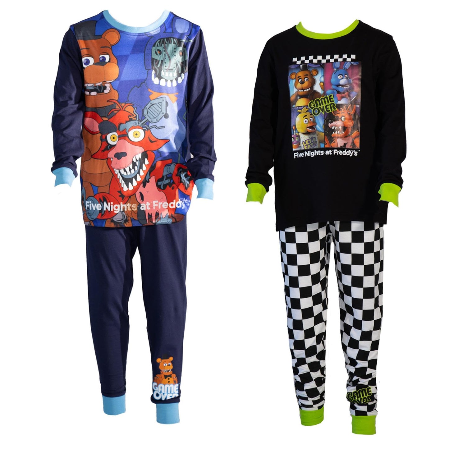 Multicoloured - Front - Five Nights At Freddys Childrens-Kids Game Over Long Pyjama Set (Pack of 2)