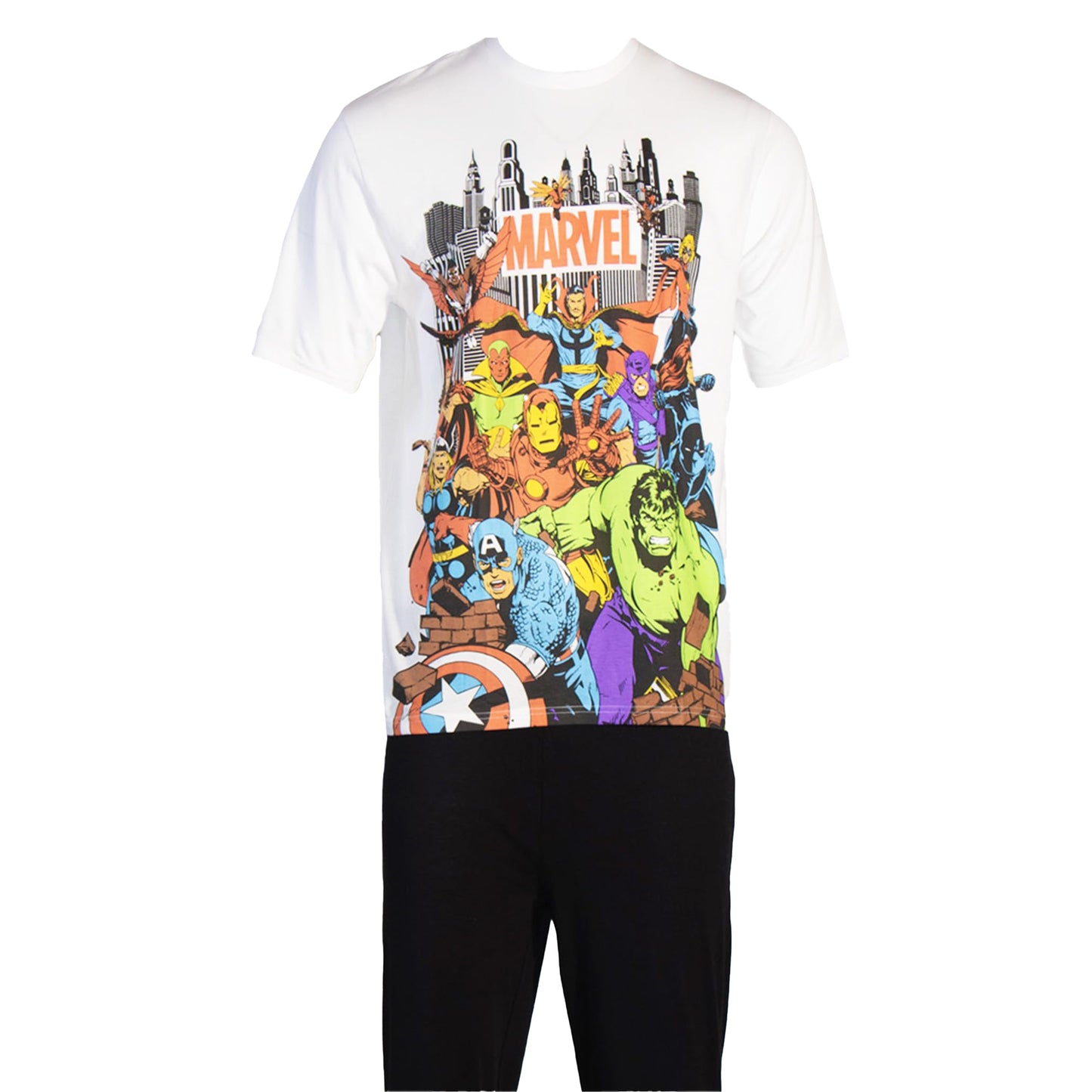 Multicoloured - Side - Marvel Avengers Mens Characters Cotton Pyjama Set