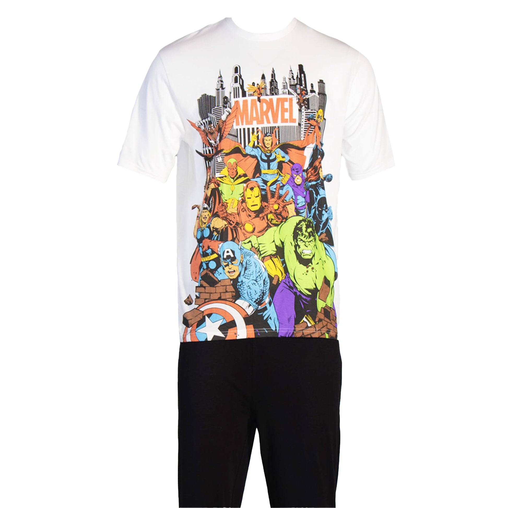 Multicoloured - Side - Marvel Avengers Mens Characters Cotton Pyjama Set