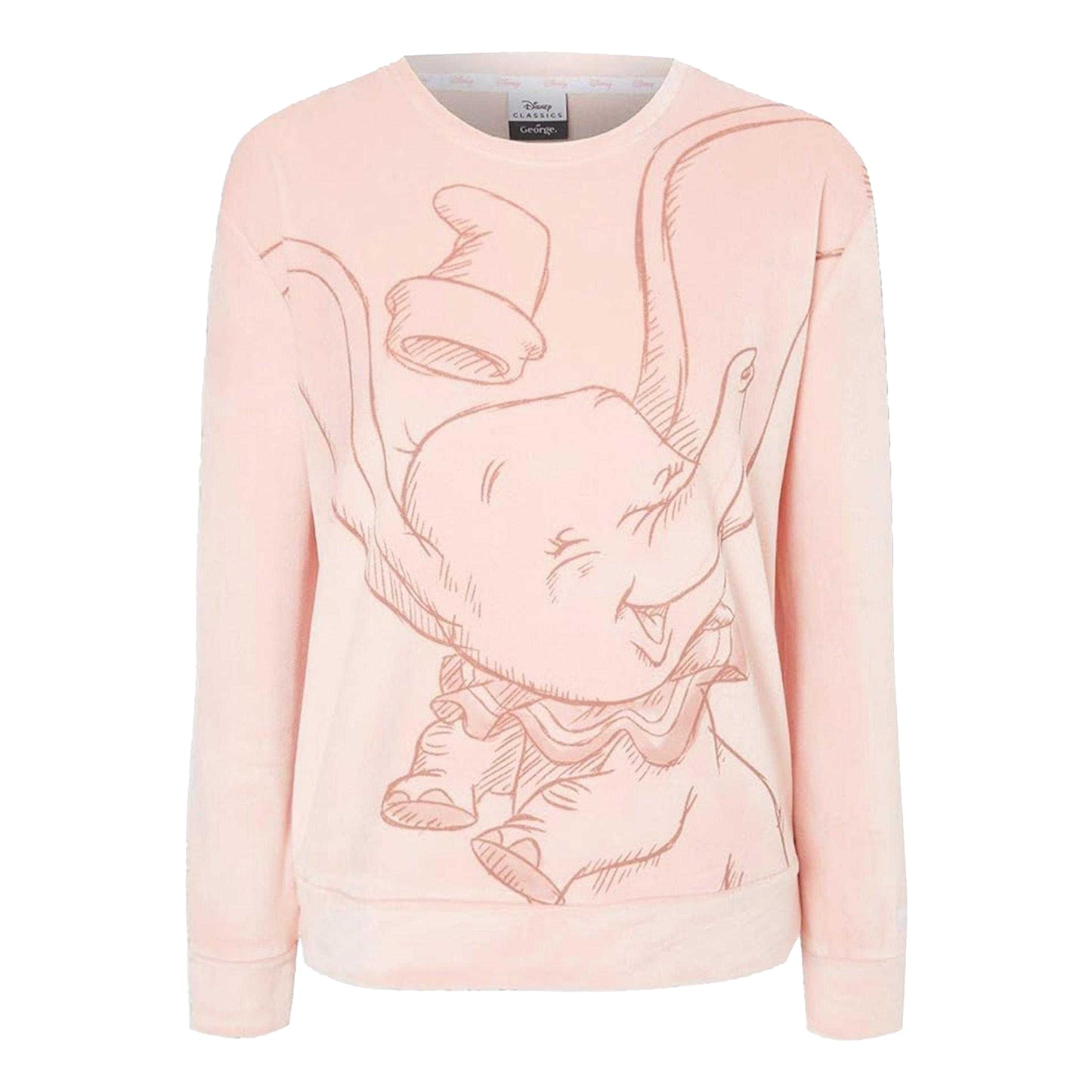 Peach - Back - Dumbo Womens-Ladies Velour Long-Sleeved Long Pyjama Set