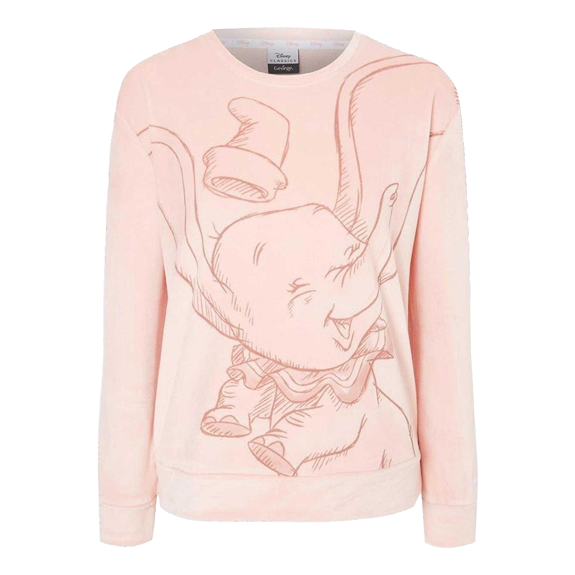 Peach - Back - Dumbo Womens-Ladies Velour Long-Sleeved Long Pyjama Set