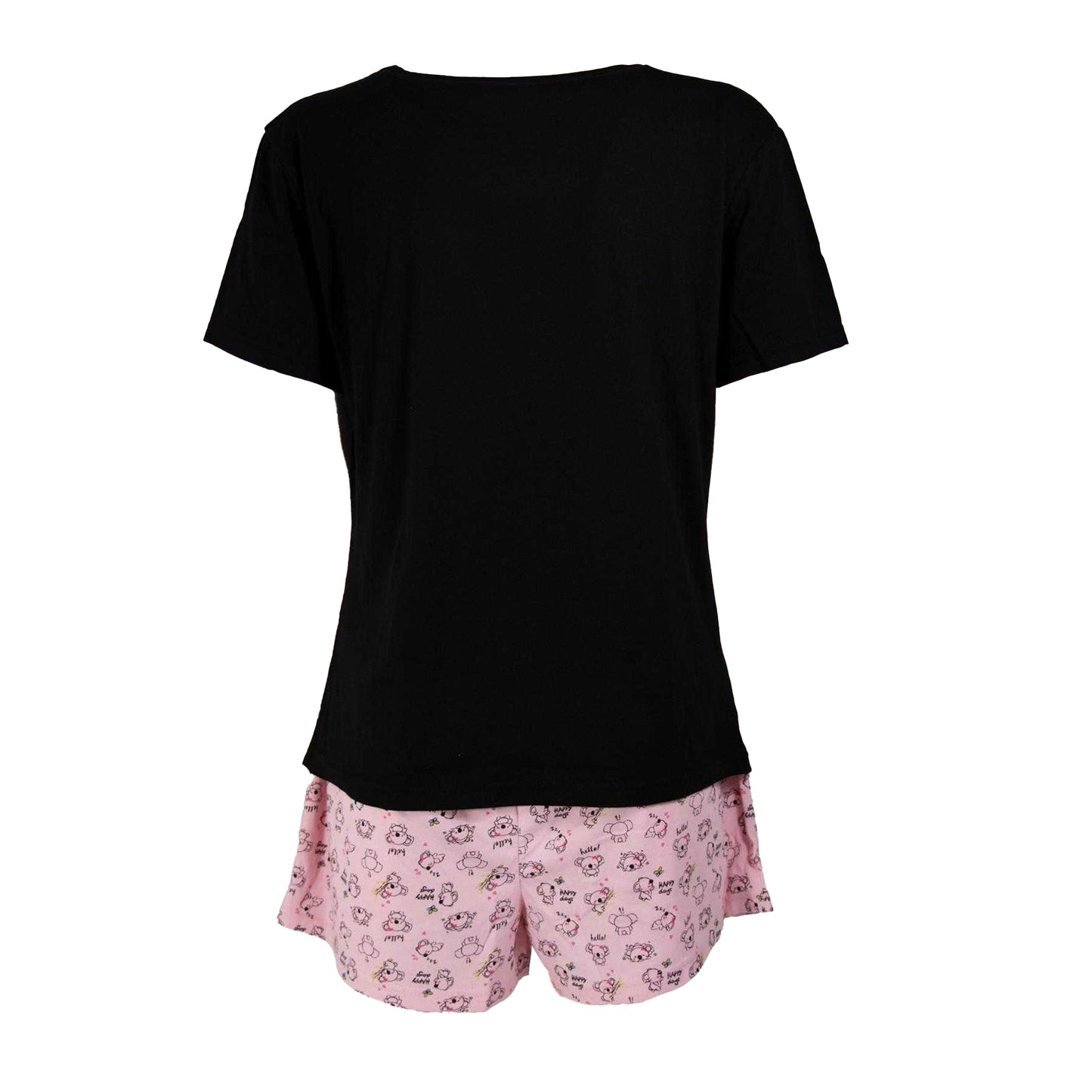 Black-Pink - Back - Keanu Womens-Ladies Twinkle Little Star Short-Sleeved Short Pyjama Set
