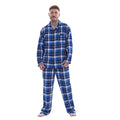 Blue-Grey - Front - Keanu Mens Checked Brushed Long Pyjama Set