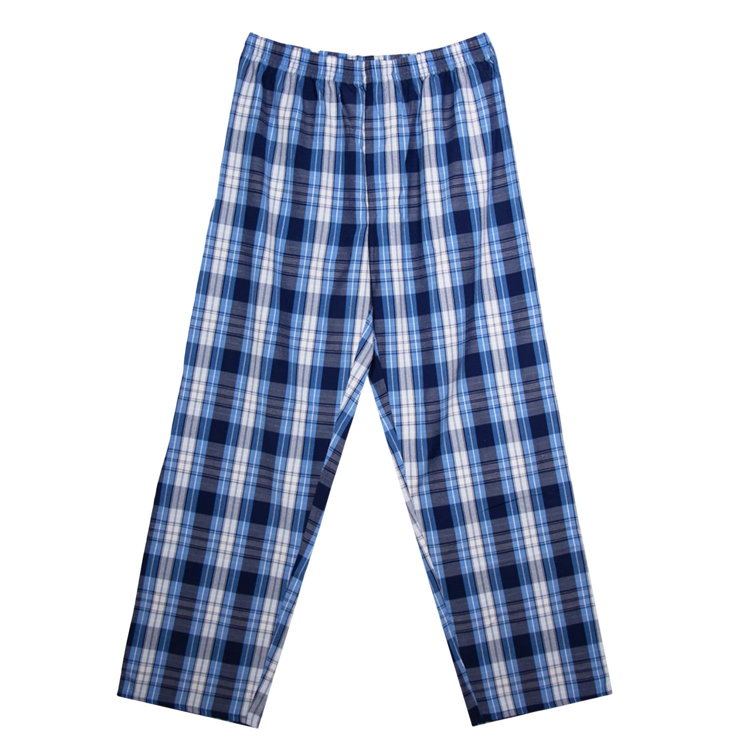 Blue - Side - Keanu Mens Checked Woven Long Pyjama Set