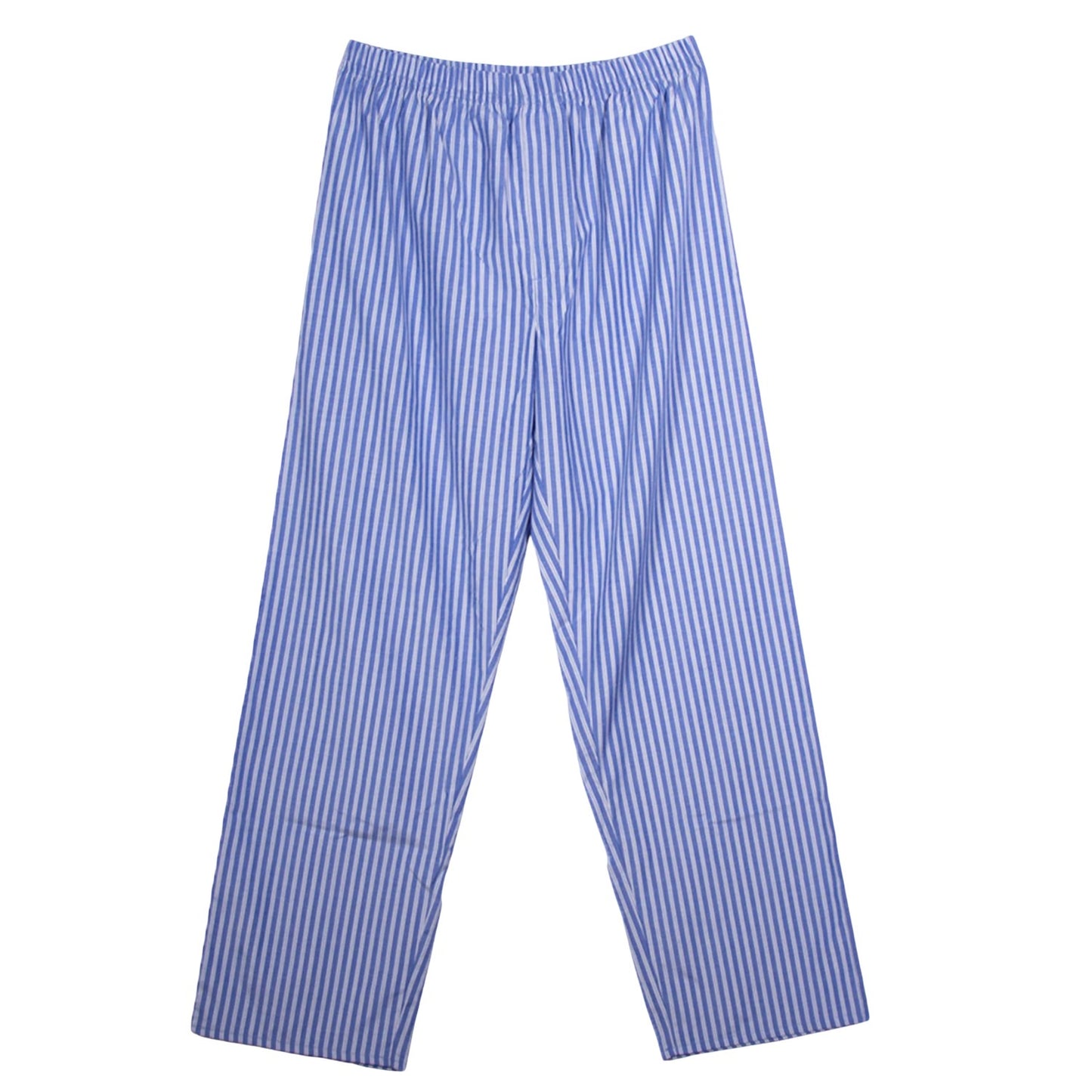 Blue - Side - Keanu Mens Striped Woven Chest Pocket Straight Leg Long Pyjama Set