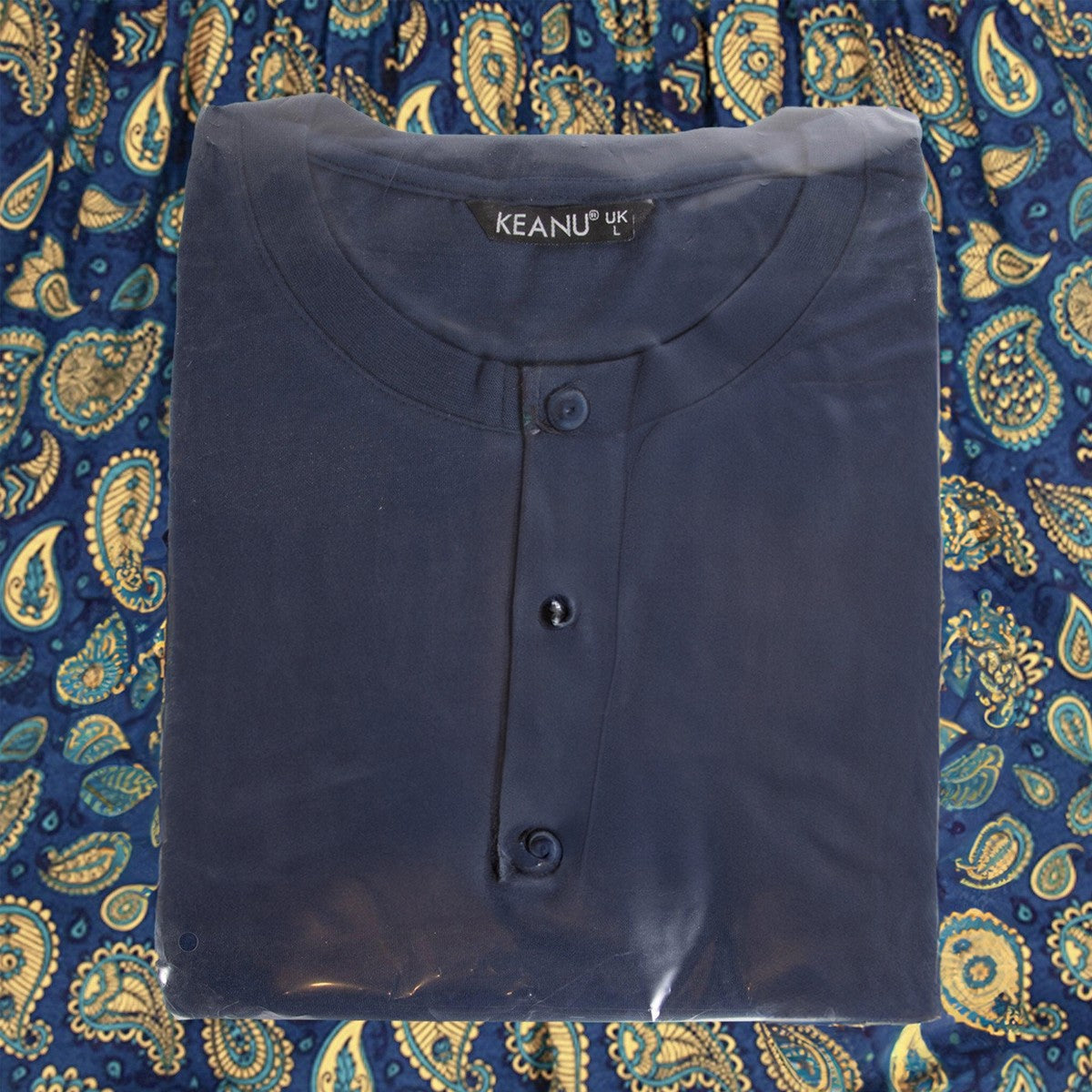Blue - Side - Keanu Mens Henley Short Pyjama Set