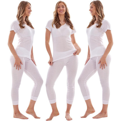 White - Lifestyle - Heatforce Womens-Ladies Short-Sleeved Thermal Top (Pack of 3)