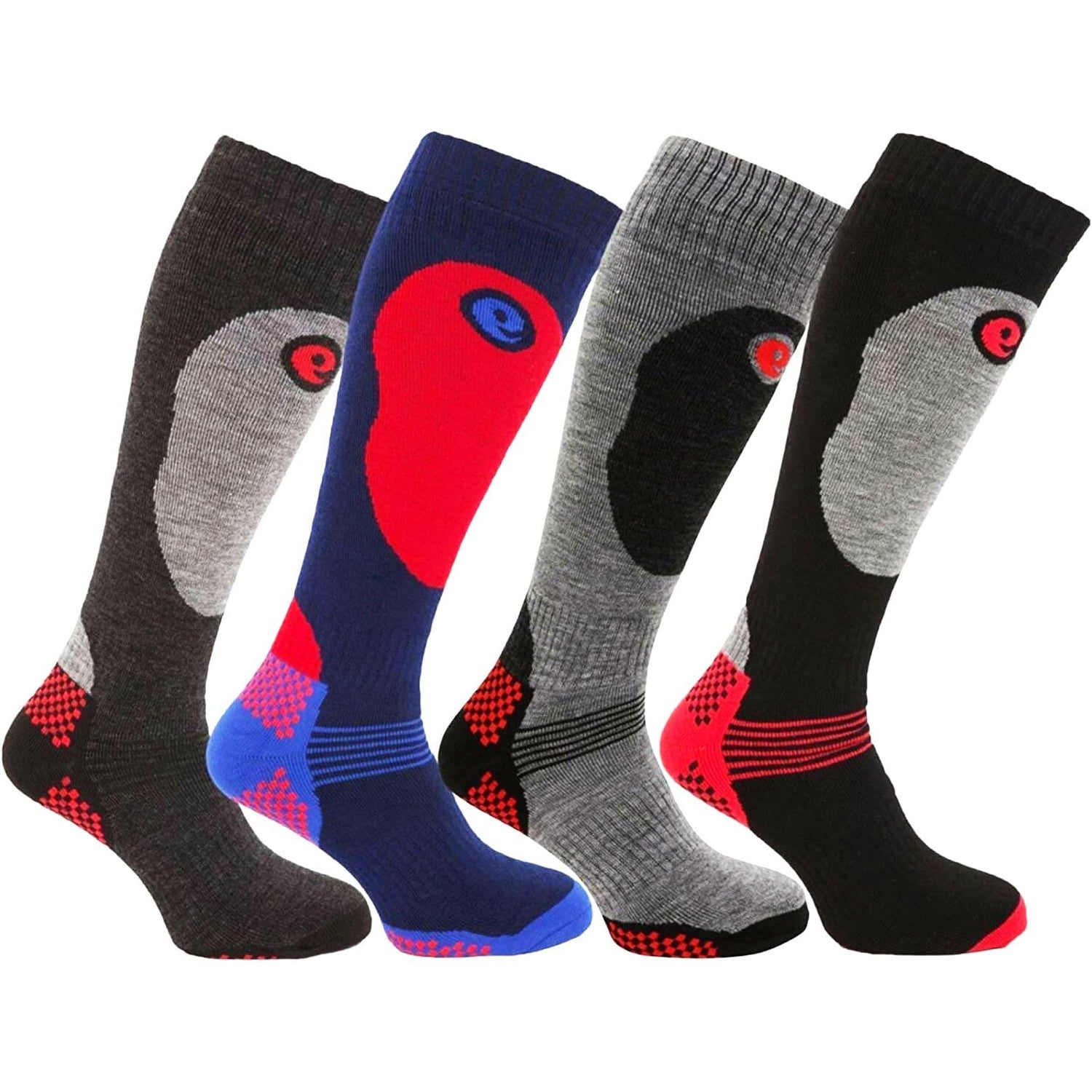 Multicoloured - Front - Ex Store Mens High Performance Knee-High Ski Socks (Pack of 4)