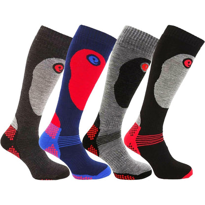 Multicoloured - Front - Ex Store Mens High Performance Knee-High Ski Socks (Pack of 4)