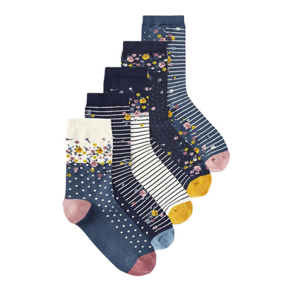 Multicoloured - Front - Ex Store Womens-Ladies Assorted Designs Cotton Socks (Pack of 10)
