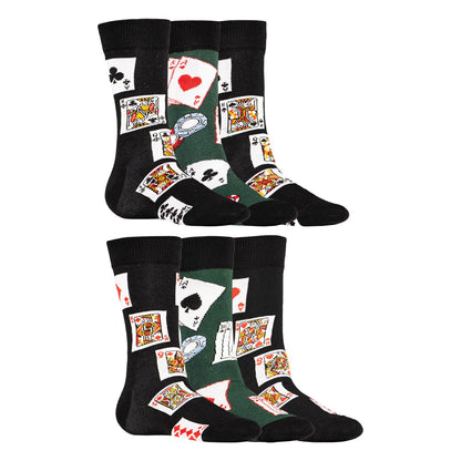 Black-Multicoloured - Back - Soxy Mens Royal Flush Poker Cotton Socks (Pack of 6)