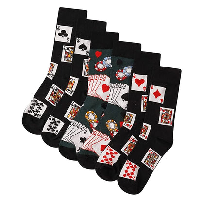 Black-Multicoloured - Side - Soxy Mens Royal Flush Poker Cotton Socks (Pack of 6)