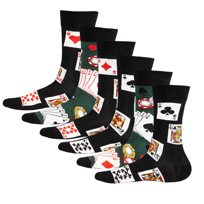 Black-Multicoloured - Front - Soxy Mens Royal Flush Poker Cotton Socks (Pack of 6)