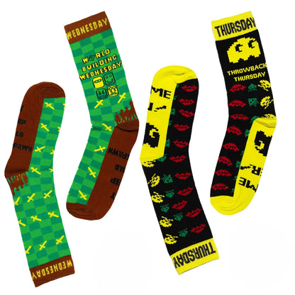 Multicoloured - Pack Shot - Floso Mens Video Game Items Socks (Pack of 7)