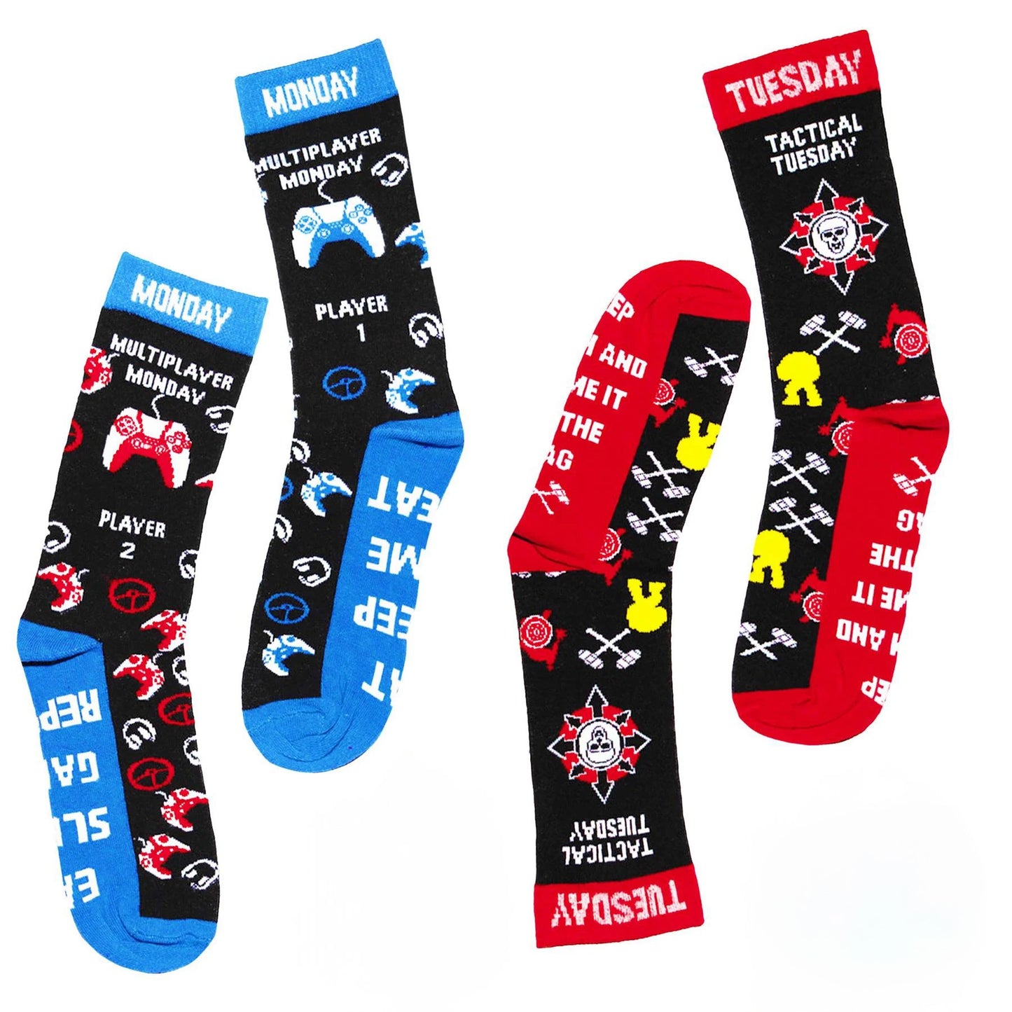 Multicoloured - Close up - Floso Mens Video Game Items Socks (Pack of 7)