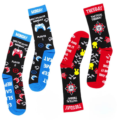 Multicoloured - Close up - Floso Mens Video Game Items Socks (Pack of 7)