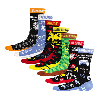 Multicoloured - Front - Floso Mens Video Game Items Socks (Pack of 7)