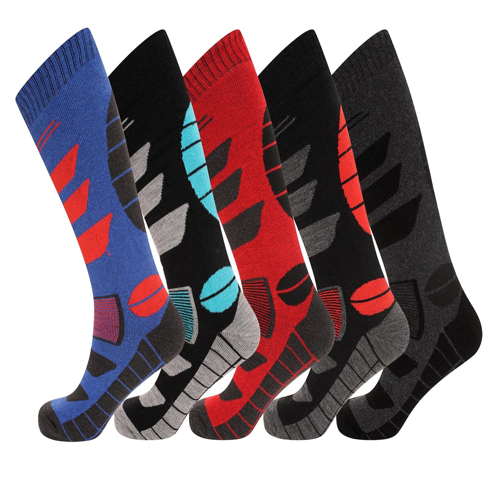 Multicoloured - Front - Soxy Mens Thermal Ski Socks (Pack of 5)