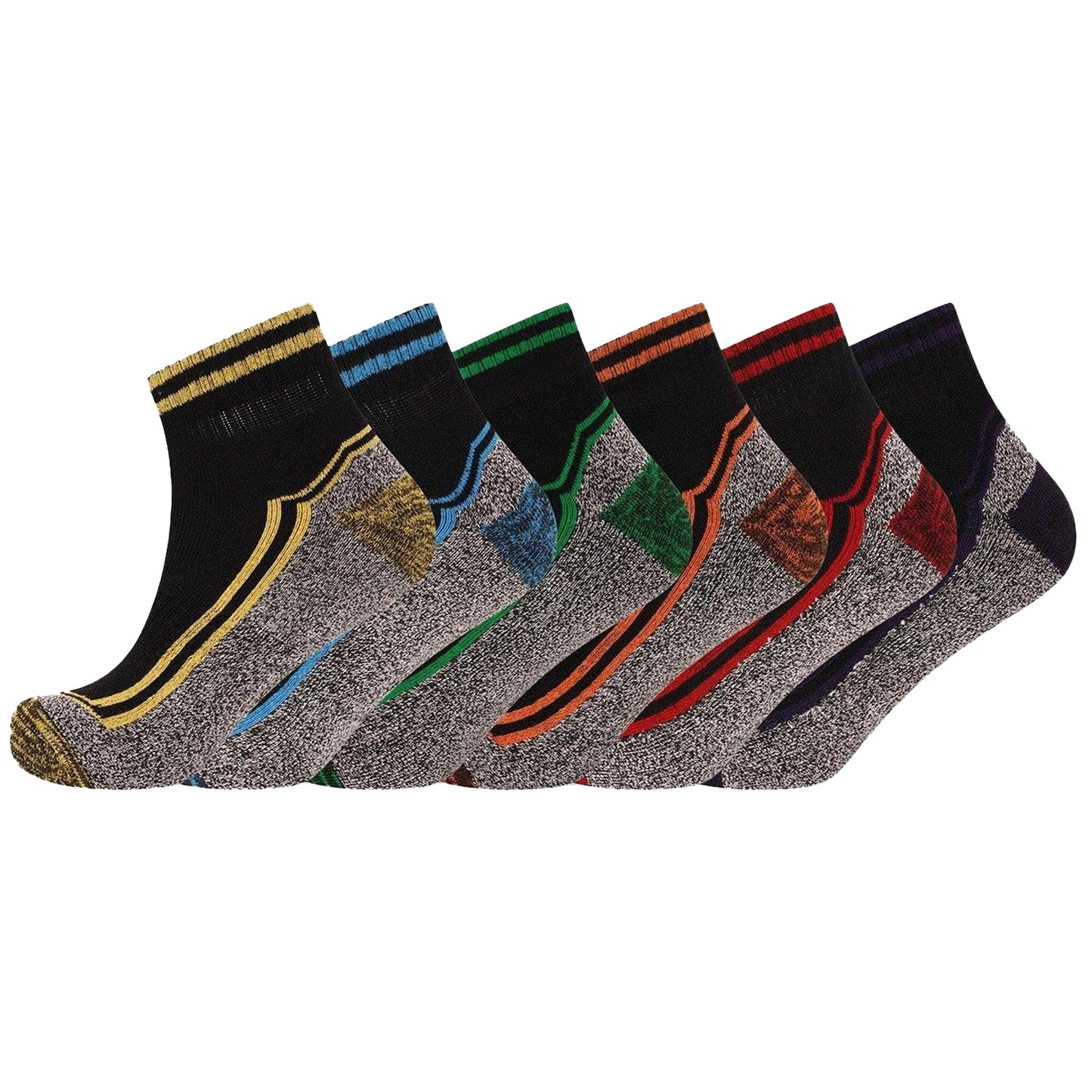 Black-Multicoloured - Back - Soxy Mens Contrast Panel Bamboo Diabetic Socks (Pack of 6)