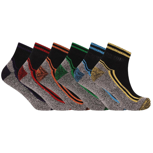 Black-Multicoloured - Front - Soxy Mens Contrast Panel Bamboo Diabetic Socks (Pack of 6)