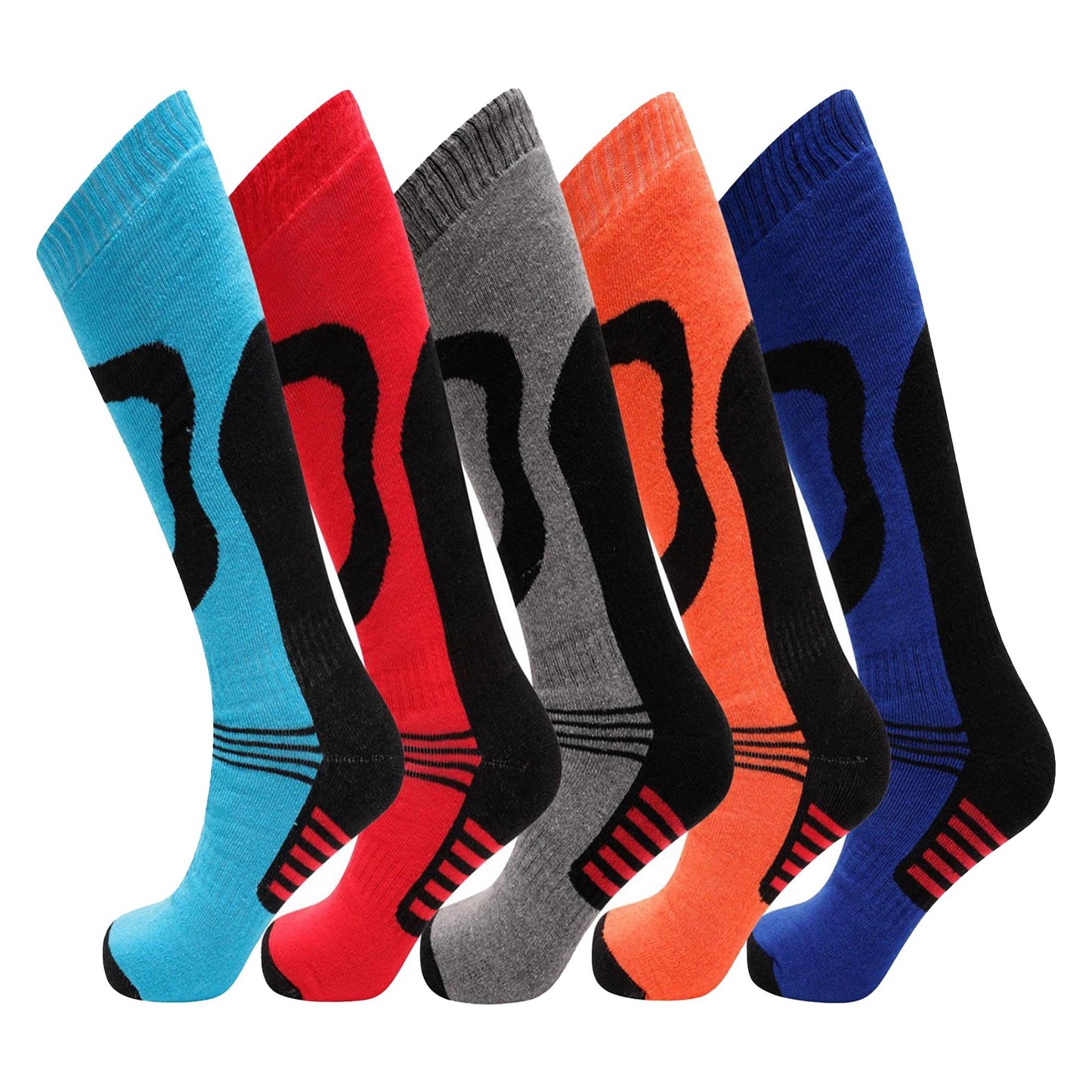 Multicoloured - Front - Soxy Mens Thermal Ski Socks (Pack of 5)