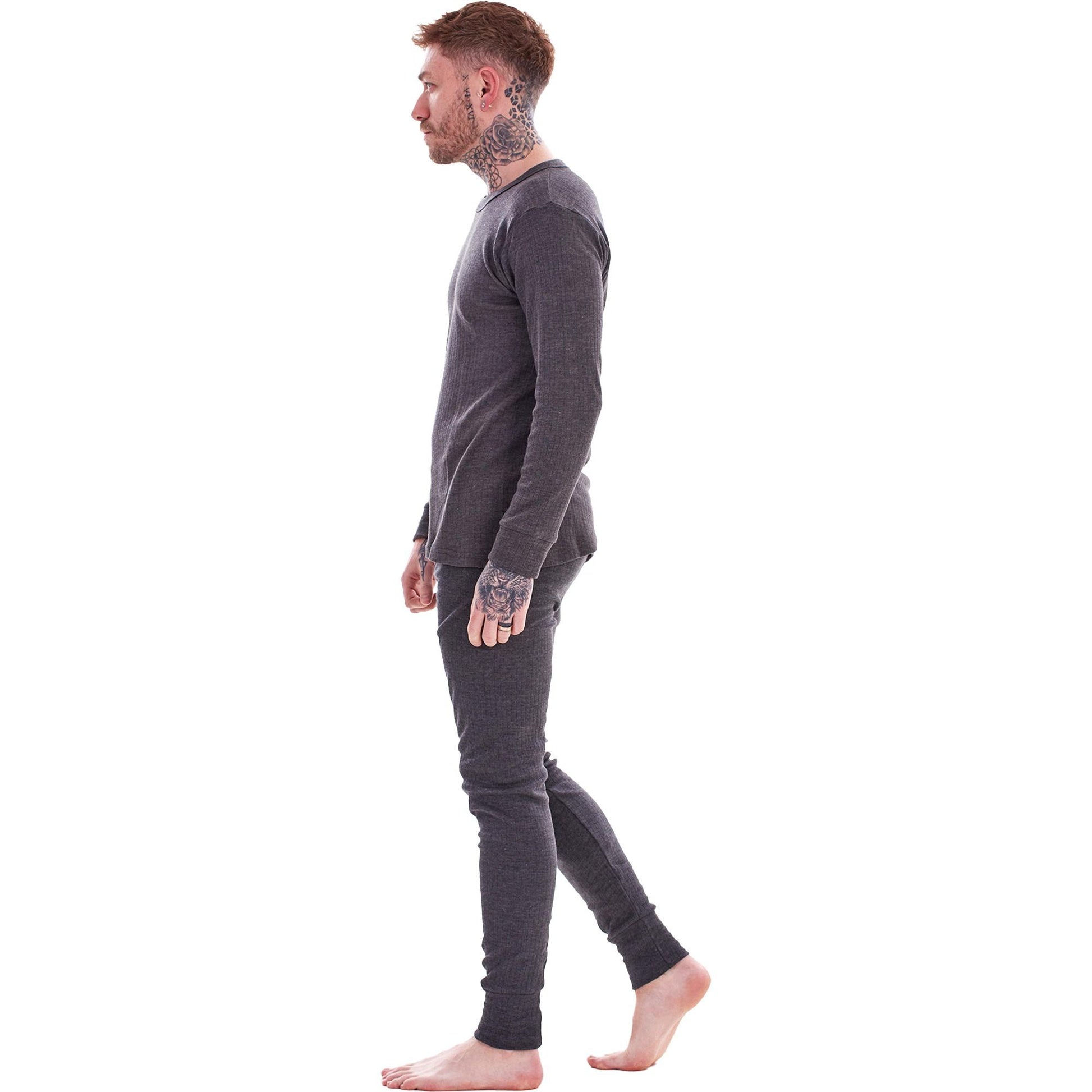 Grey - Side - Heatforce Mens Thermal Base Layers (Pack of 2)