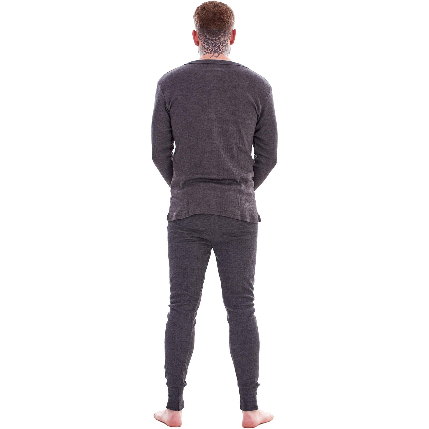 Grey - Back - Heatforce Mens Thermal Base Layers (Pack of 2)