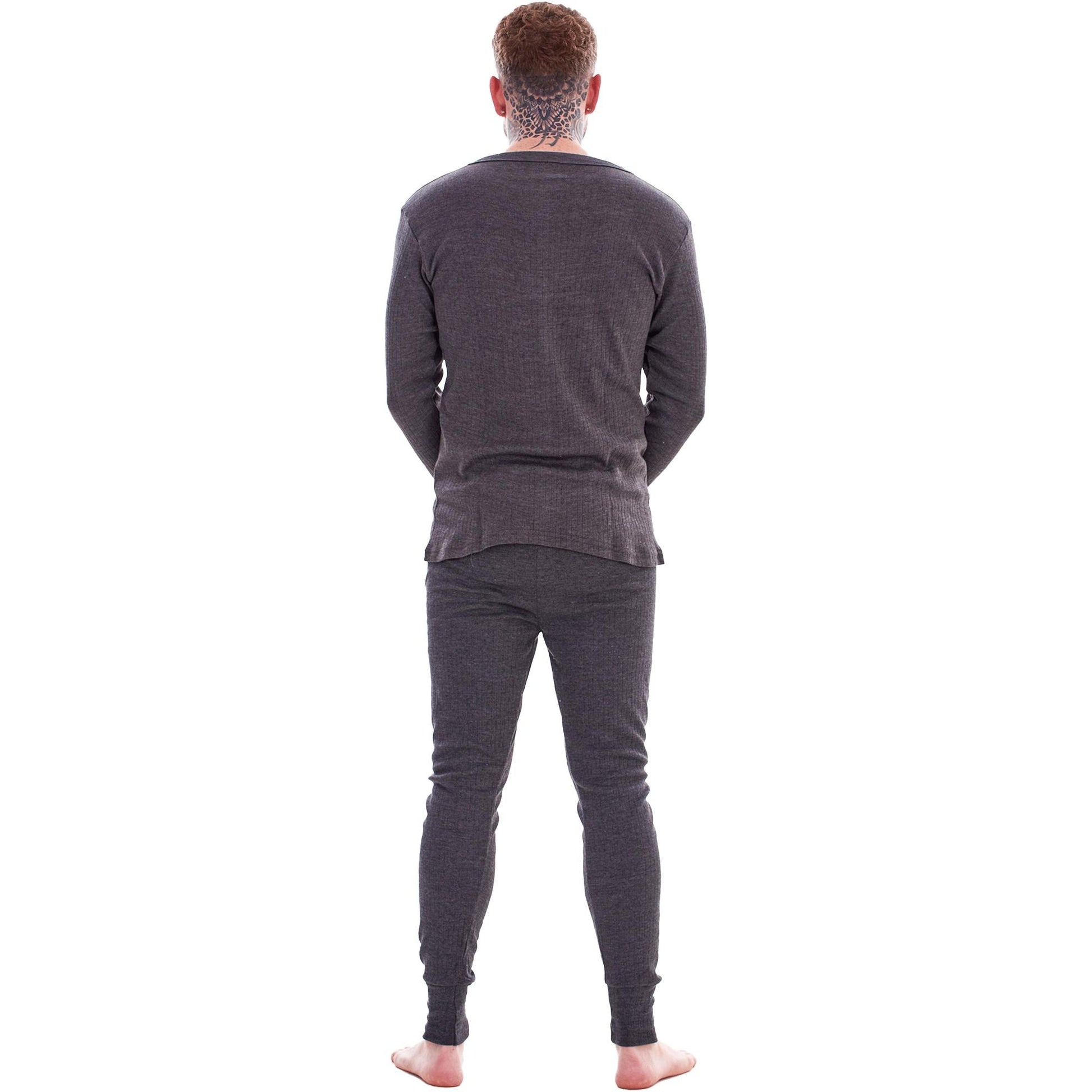Grey - Back - Heatforce Mens Thermal Base Layers (Pack of 2)